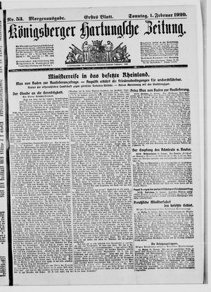 Königsberger Hartungsche Zeitung on Feb 1, 1920