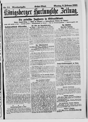 Königsberger Hartungsche Zeitung vom 02.02.1920