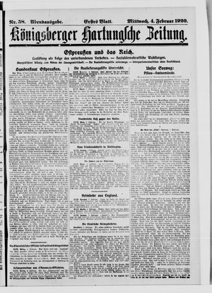 Königsberger Hartungsche Zeitung vom 04.02.1920