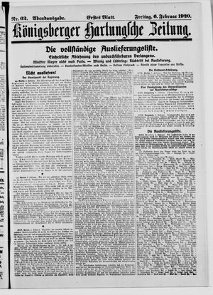Königsberger Hartungsche Zeitung vom 06.02.1920
