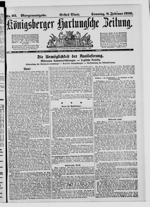 Königsberger Hartungsche Zeitung vom 08.02.1920