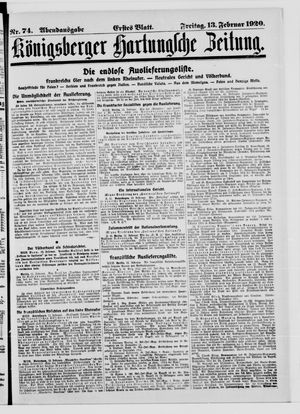 Königsberger Hartungsche Zeitung vom 13.02.1920