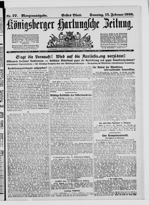 Königsberger Hartungsche Zeitung vom 15.02.1920