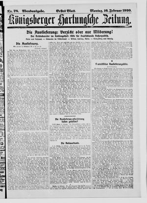 Königsberger Hartungsche Zeitung vom 16.02.1920
