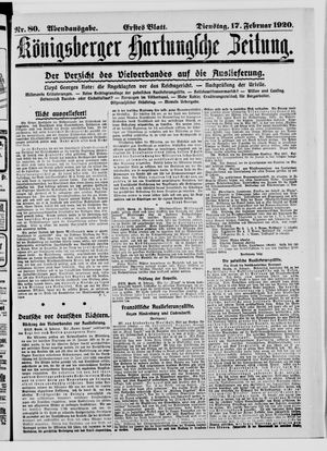 Königsberger Hartungsche Zeitung on Feb 17, 1920