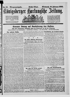 Königsberger Hartungsche Zeitung on Feb 18, 1920