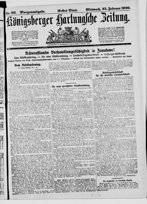 Königsberger Hartungsche Zeitung vom 25.02.1920