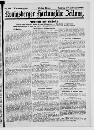 Königsberger Hartungsche Zeitung vom 27.02.1920