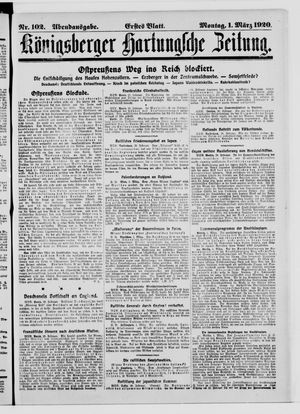 Königsberger Hartungsche Zeitung on Mar 1, 1920