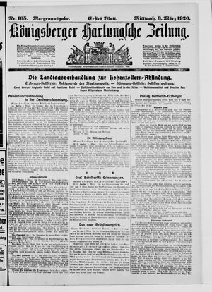 Königsberger Hartungsche Zeitung vom 03.03.1920