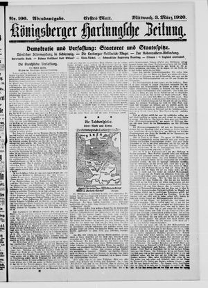 Königsberger Hartungsche Zeitung on Mar 3, 1920