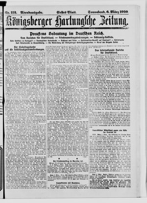 Königsberger Hartungsche Zeitung vom 06.03.1920