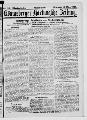 Königsberger Hartungsche Zeitung vom 10.03.1920