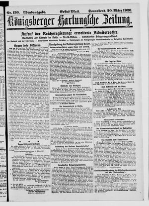 Königsberger Hartungsche Zeitung on Mar 20, 1920