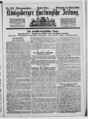 Königsberger Hartungsche Zeitung on Apr 14, 1920