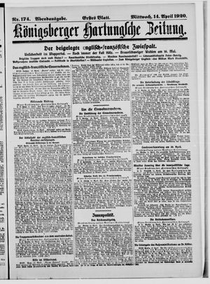 Königsberger Hartungsche Zeitung vom 14.04.1920