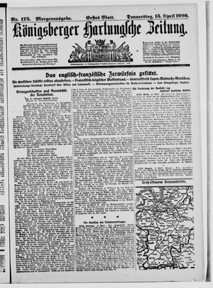 Königsberger Hartungsche Zeitung vom 15.04.1920
