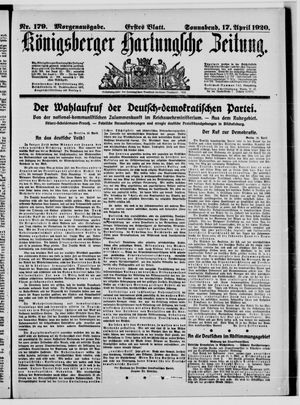 Königsberger Hartungsche Zeitung on Apr 17, 1920