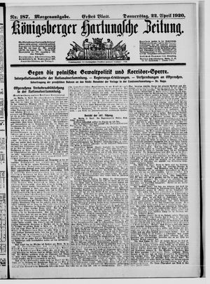 Königsberger Hartungsche Zeitung on Apr 22, 1920