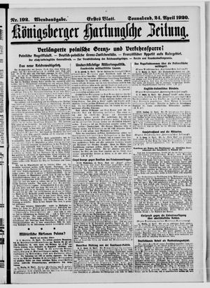 Königsberger Hartungsche Zeitung on Apr 24, 1920