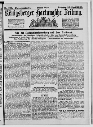 Königsberger Hartungsche Zeitung on Apr 25, 1920