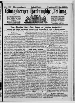Königsberger Hartungsche Zeitung on Apr 27, 1920