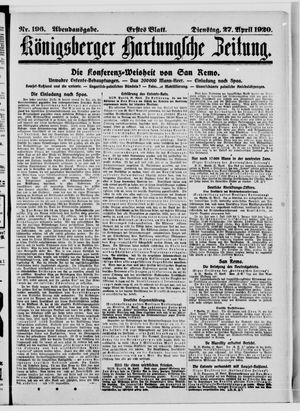 Königsberger Hartungsche Zeitung vom 27.04.1920