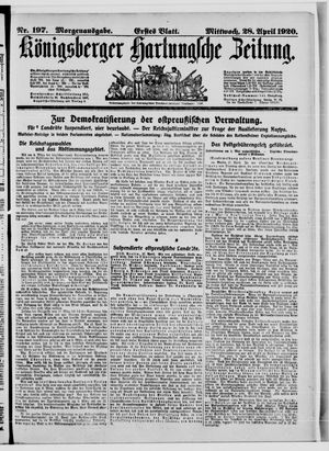Königsberger Hartungsche Zeitung vom 28.04.1920