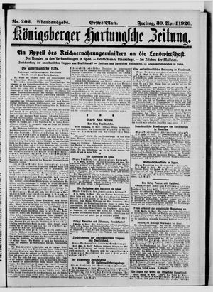 Königsberger Hartungsche Zeitung vom 30.04.1920