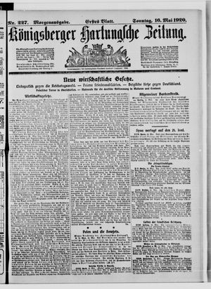 Königsberger Hartungsche Zeitung vom 16.05.1920