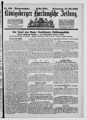 Königsberger Hartungsche Zeitung on May 27, 1920