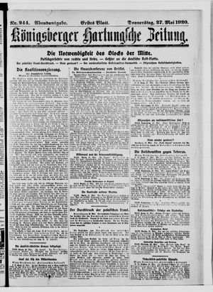 Königsberger Hartungsche Zeitung on May 27, 1920