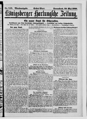 Königsberger Hartungsche Zeitung on May 29, 1920