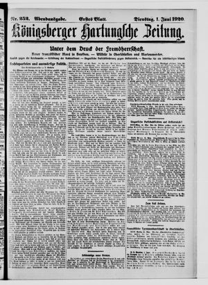 Königsberger Hartungsche Zeitung on Jun 1, 1920