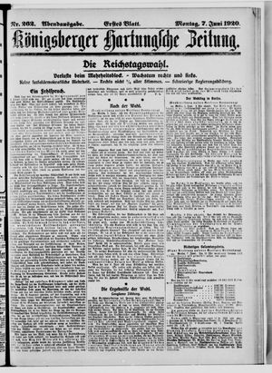Königsberger Hartungsche Zeitung vom 07.06.1920