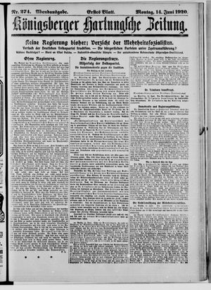 Königsberger Hartungsche Zeitung on Jun 14, 1920
