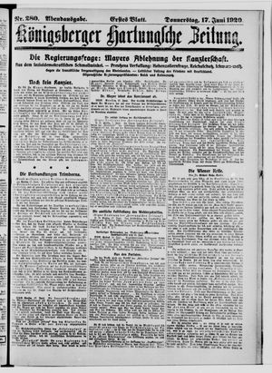 Königsberger Hartungsche Zeitung vom 17.06.1920