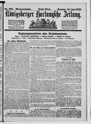 Königsberger Hartungsche Zeitung on Jun 20, 1920