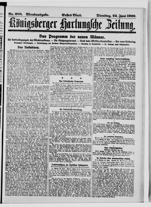 Königsberger Hartungsche Zeitung vom 22.06.1920