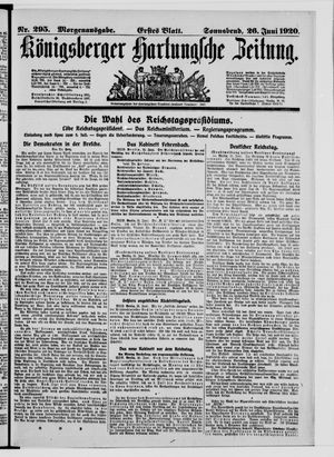 Königsberger Hartungsche Zeitung vom 26.06.1920