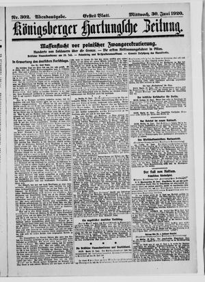 Königsberger Hartungsche Zeitung vom 30.06.1920