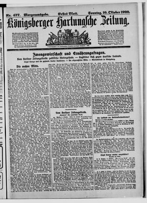 Königsberger Hartungsche Zeitung vom 10.10.1920