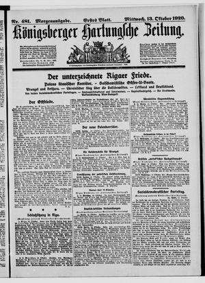 Königsberger Hartungsche Zeitung vom 13.10.1920
