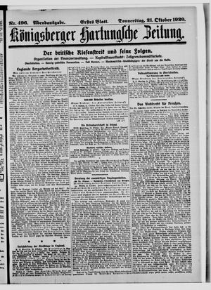 Königsberger Hartungsche Zeitung vom 21.10.1920