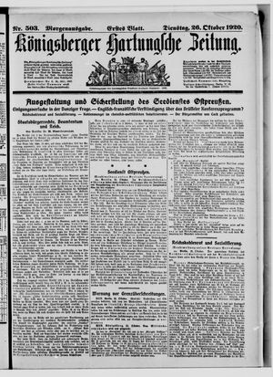 Königsberger Hartungsche Zeitung vom 26.10.1920