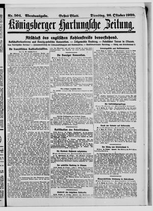 Königsberger Hartungsche Zeitung vom 26.10.1920
