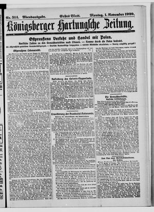 Königsberger Hartungsche Zeitung vom 01.11.1920