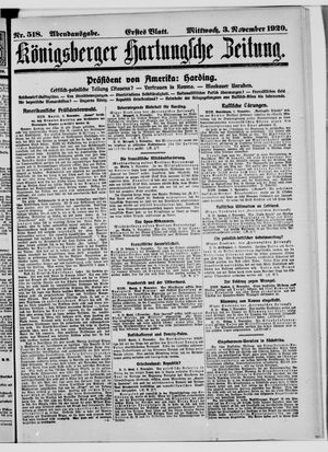 Königsberger Hartungsche Zeitung vom 03.11.1920