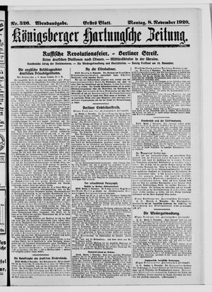 Königsberger Hartungsche Zeitung vom 08.11.1920