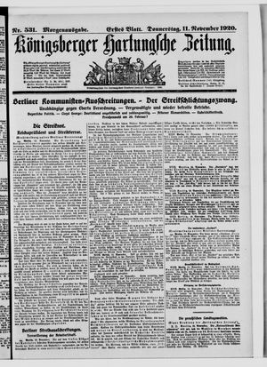 Königsberger Hartungsche Zeitung vom 11.11.1920